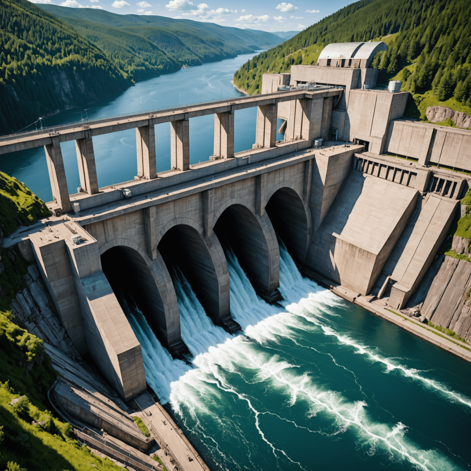 Modern hydroelectric dam with turbines visible, showcasing recent technological advancements in hydropower generation